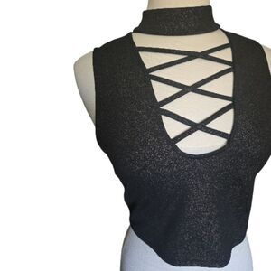 Charlotte Russe Y2K shimmer choker top - M